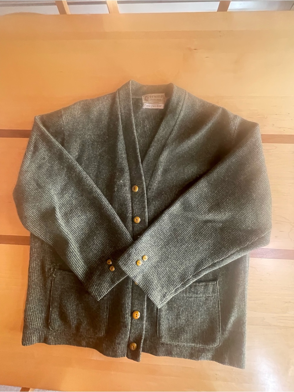 Vintage Green Wool Button-Front Men's Cardigan Sweater - Bemidji Woolen Mill